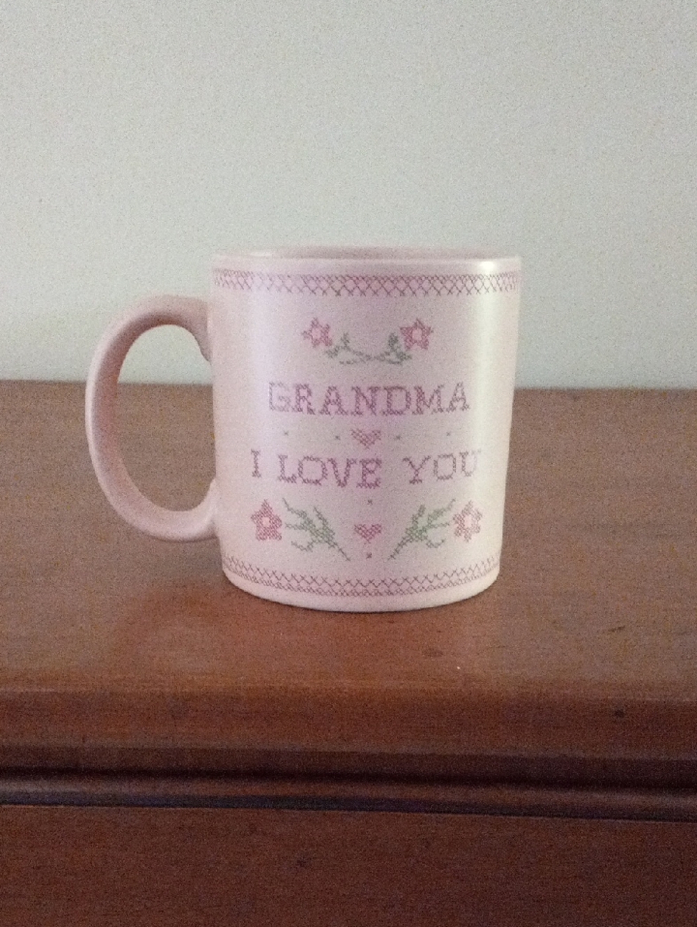 Russ 1980s Berrie Pink "Grandma I Love You" Ceramic Mug